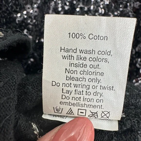 J. Crew Black Ivory Polka Dot Womens Scoop Neck Sequin Top Festive Party Size S - Picture 9 of 9